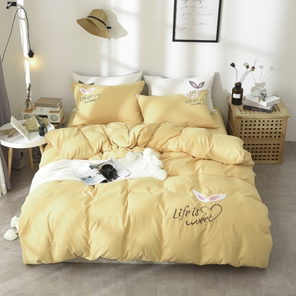 91家纺网 家纺一手货源 找家纺 （总）芯贝儿 2018新款网红款兔耳朵磨毛四件套床笠款