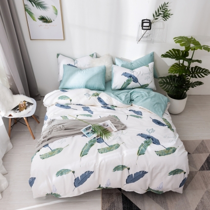 91家纺网 家纺一手货源 找家纺 芯贝儿 2019新品小清新系纯m四件套 芭蕉