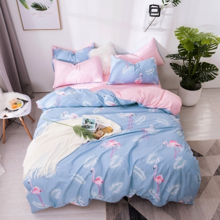 91家纺网 家纺一手货源 找家纺 （总）芯贝儿 2019新品小清新系纯m四件套 床笠款