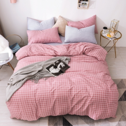 91家纺网 家纺一手货源 找家纺 芯贝儿 新品北欧简宜风全m13372纯m四件套 方格