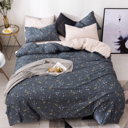 91家纺网 家纺一手货源 找家纺 芯贝儿 新品北欧简宜风全m13372纯m四件套 星辰