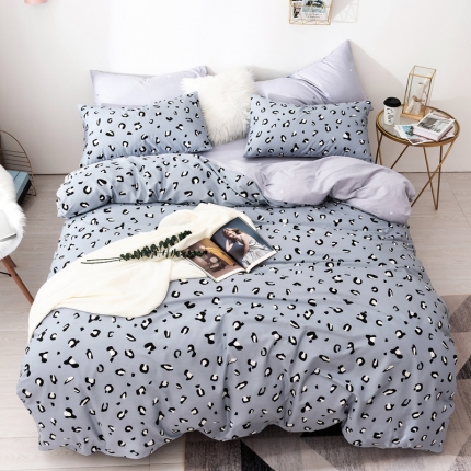 91家纺网 家纺一手货源 找家纺 芯贝儿 新品北欧简宜风全m13372纯m四件套 豹纹--灰
