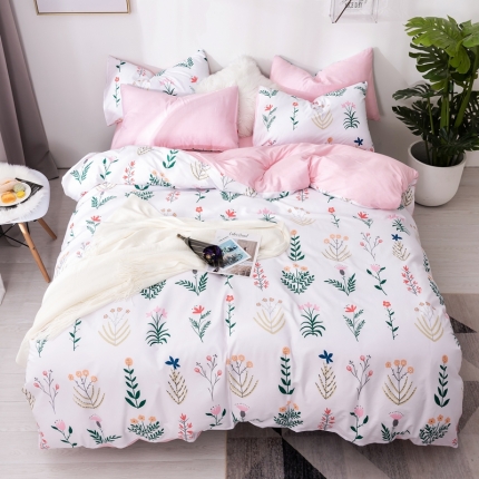 91家纺网 家纺一手货源 找家纺 （总）芯贝儿 2019新品小清新系纯m四件套 床笠款