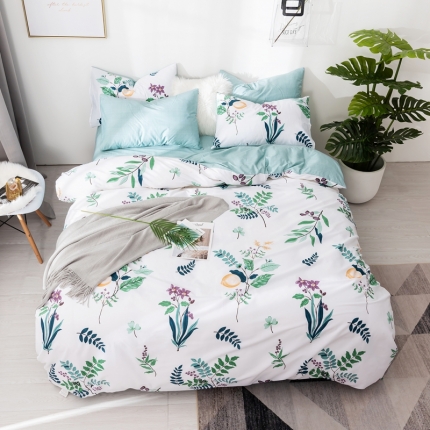 91家纺网 家纺一手货源 找家纺 （总）芯贝儿 2019新品小清新系纯m四件套 床笠款