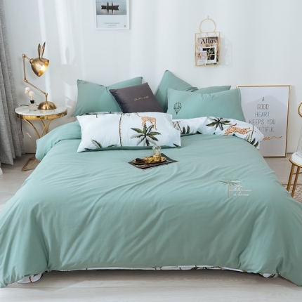 91家纺网 家纺一手货源 找家纺 芯贝儿 2019新款全m水洗m绣花四件套 海岛豹