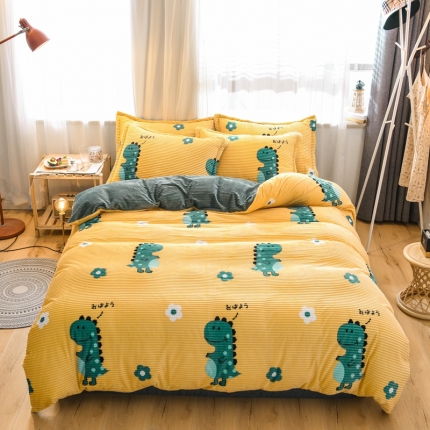 91家纺网 家纺一手货源 找家纺 2019年新款雪花绒雕花绒法莱绒水晶绒牛奶宝宝绒魔法绒四件套