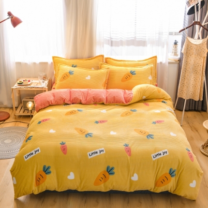 91家纺网 家纺一手货源 找家纺 2019年新款雪花绒雕花绒法莱绒水晶绒牛奶宝宝绒魔法绒四件套