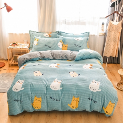 91家纺网 家纺一手货源 找家纺 2019年新款雪花绒雕花绒法莱绒水晶绒牛奶宝宝绒魔法绒四件套