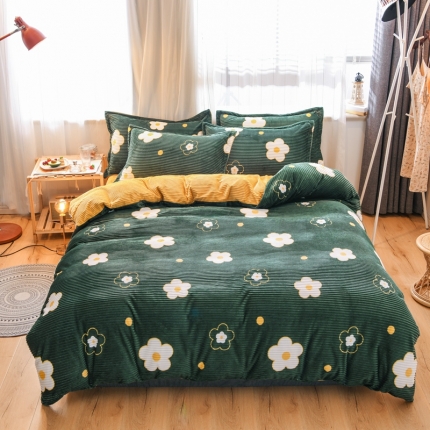 2019年新款雪花绒雕花绒法莱绒水晶绒牛奶宝宝绒魔法绒四件套