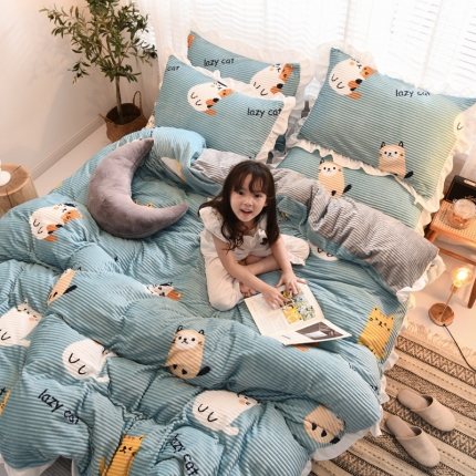 91家纺网 家纺一手货源 找家纺 （总）2019年新款雕花绒法莱绒水晶绒牛奶宝宝绒魔法绒四件套