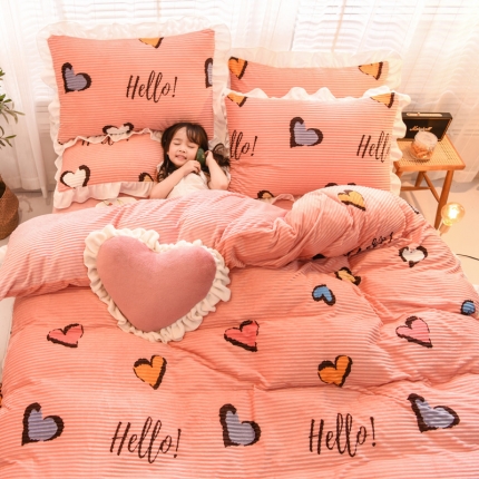 91家纺网 家纺一手货源 找家纺 2019年新款雪花绒雕花绒法莱绒水晶绒牛奶宝宝绒魔法绒四件套