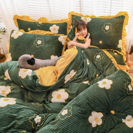 91家纺网 家纺一手货源 找家纺 （总）2019年新款雕花绒法莱绒水晶绒牛奶宝宝绒魔法绒四件套