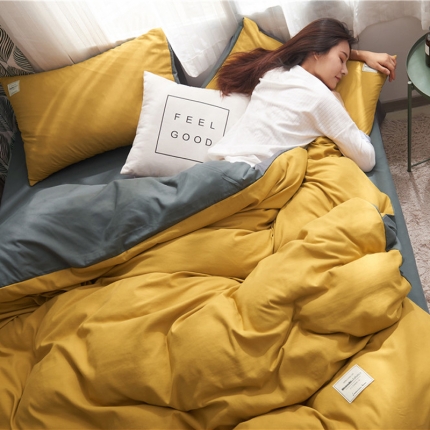 91家纺网 家纺一手货源 找家纺 （总）水墨江南 经典纯色双拼磨毛四件套床笠款