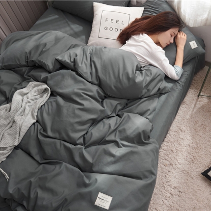 91家纺网 家纺一手货源 找家纺 （总）水墨江南 经典纯色双拼磨毛四件套床笠款