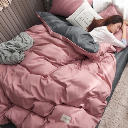 91家纺网 家纺一手货源 找家纺 （总）水墨江南 经典纯色双拼磨毛四件套床笠款