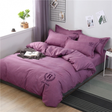 91家纺网 家纺一手货源 找家纺 仟网汇 2019新款铂金棉绣花四件套 铂金棉绣花-花样紫