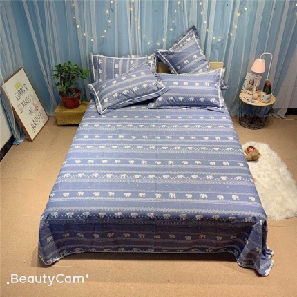 91家纺网 家纺一手货源 找家纺 仟网汇 2020年新款老粗布三件套软凉席 时尚小象兰