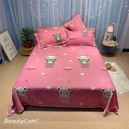 91家纺网 家纺一手货源 找家纺 仟网汇 2020年新款老粗布三件套软凉席 小熊粉