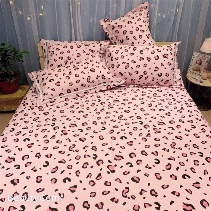 91家纺网 家纺一手货源 找家纺 仟网汇 2020年新款老粗布三件套软凉席 豹纹粉