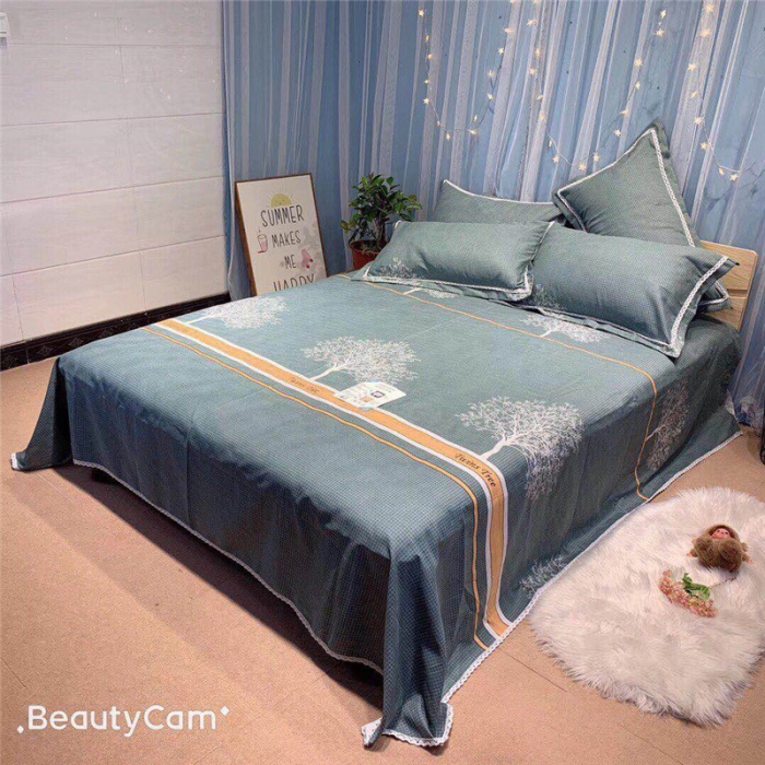 91家纺网 家纺一手货源 找家纺 仟网汇 2020年新款老粗布三件套软凉席 发财树绿