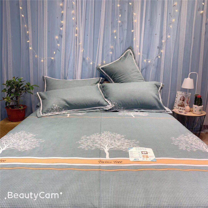 91家纺网 家纺一手货源 找家纺 仟网汇 2020年新款老粗布三件套软凉席 发财树绿