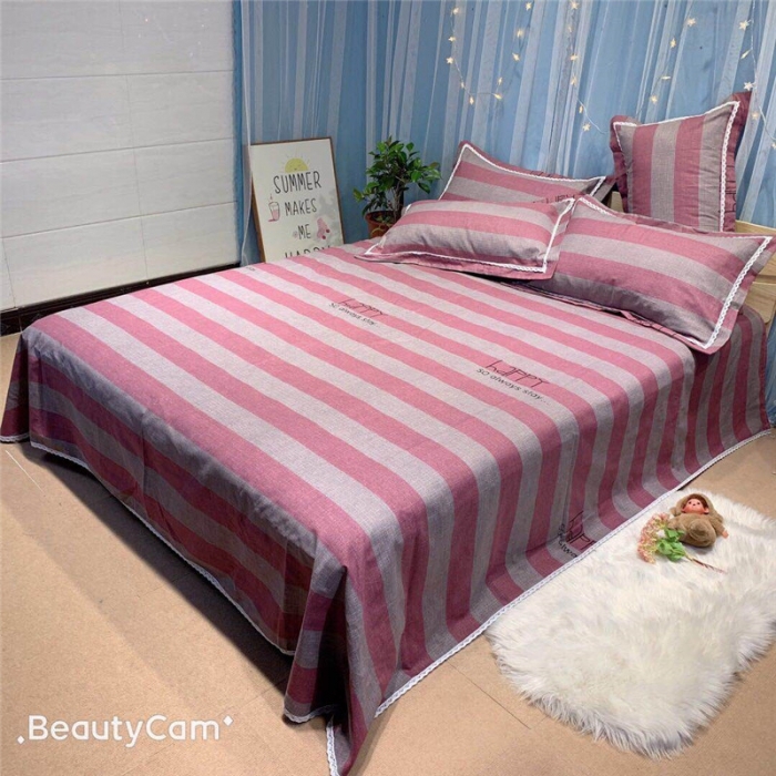 91家纺网 家纺一手货源 找家纺 仟网汇 2020年新款老粗布三件套软凉席 红宽条