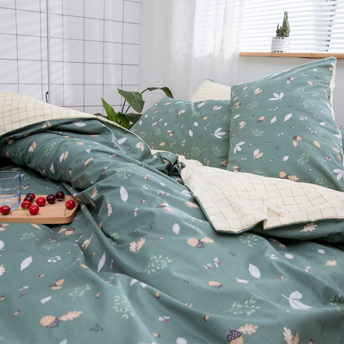 91家纺网 家纺一手货源 找家纺 感遇家纺 2018秋冬新品全棉印花四件套 叶凡