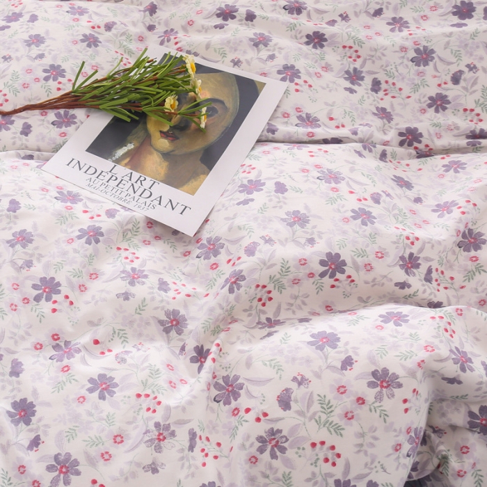 91家纺网 家纺一手货源 找家纺 感遇家纺 2019小清新全棉印花四件套纯棉三件套 兰陵花语