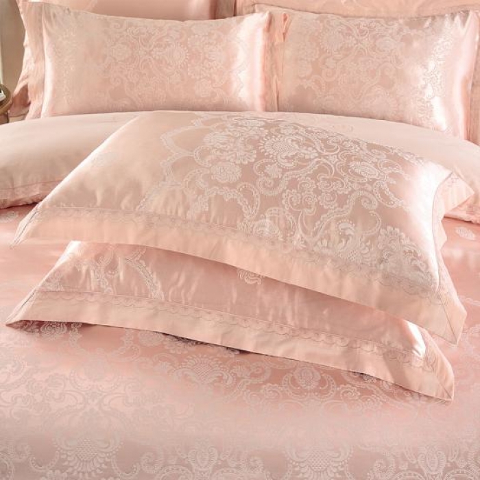 91家纺网 家纺一手货源 找家纺 柔觉家纺 天丝刺绣大提花四件套 宝琪-藕荷玉