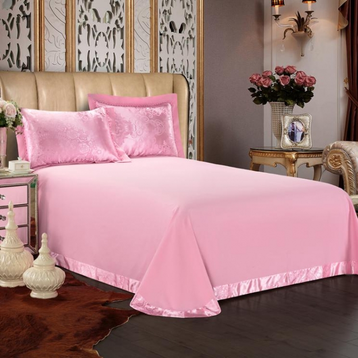 91家纺网 家纺一手货源 找家纺 柔觉家纺 天丝刺绣大提花四件套 罗娜恋歌-粉