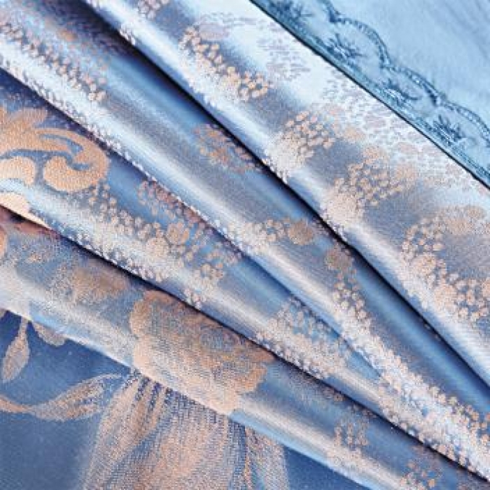 91家纺网 家纺一手货源 找家纺 柔觉家纺 天丝刺绣大提花四件套 奥威丽雅-蓝