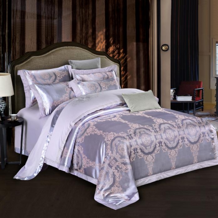 91家纺网 家纺一手货源 找家纺 柔觉家纺 天丝刺绣大提花四件套 罗兰庄园-靛蓝