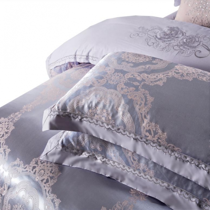 91家纺网 家纺一手货源 找家纺 柔觉家纺 天丝刺绣大提花四件套 罗兰庄园-靛蓝