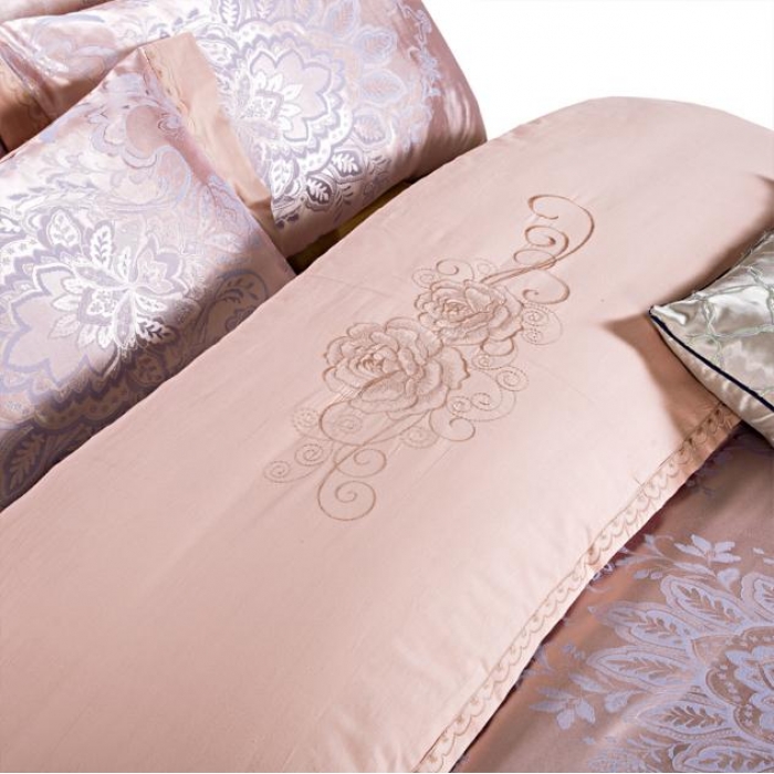 91家纺网 家纺一手货源 找家纺 柔觉家纺 天丝刺绣大提花四件套 莫奈情怀-蓝金