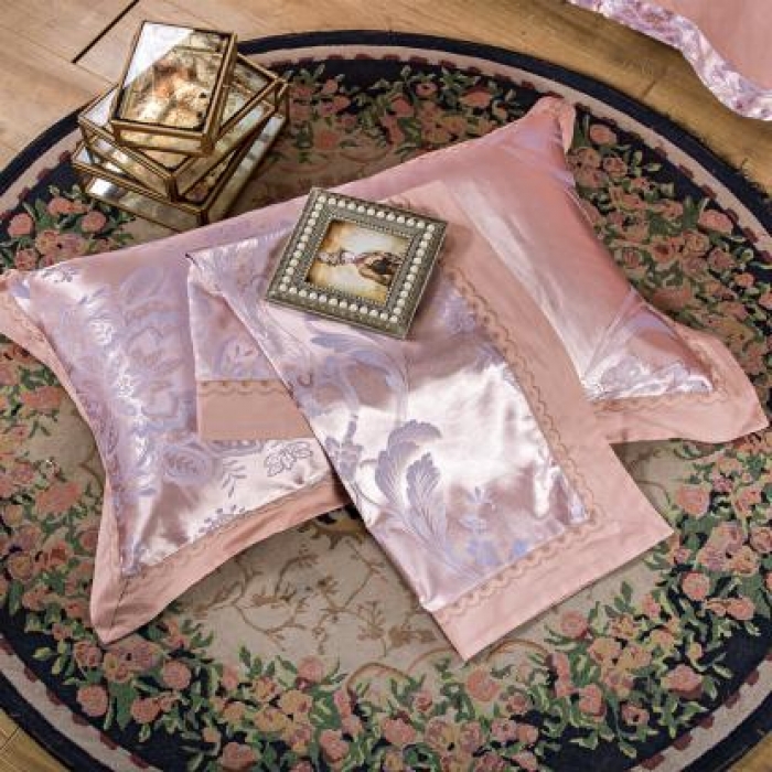 91家纺网 家纺一手货源 找家纺 柔觉家纺 天丝刺绣大提花四件套 莫奈情怀-蓝金