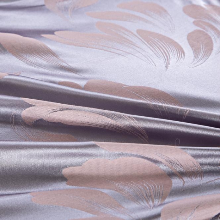 91家纺网 家纺一手货源 找家纺 柔觉家纺 天丝刺绣大提花四件套 叶语浪漫-浅紫