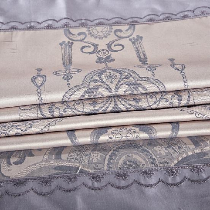 91家纺网 家纺一手货源 找家纺 柔觉家纺 天丝刺绣大提花四件套 约瑟情调-灰金