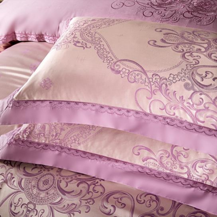 91家纺网 家纺一手货源 找家纺 柔觉家纺 天丝刺绣大提花四件套 约瑟情调-魅紫