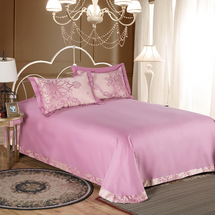 91家纺网 家纺一手货源 找家纺 柔觉家纺 天丝刺绣大提花四件套 约瑟情调-魅紫