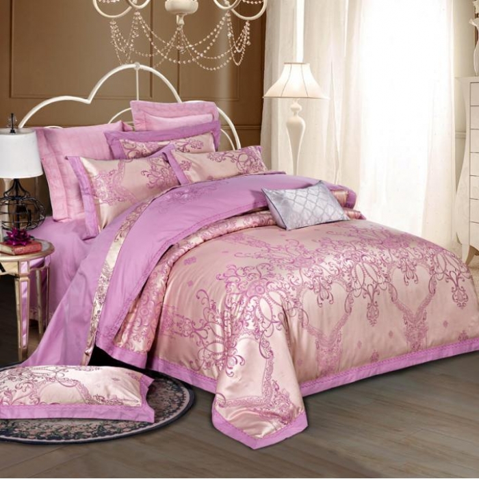 91家纺网 家纺一手货源 找家纺 柔觉家纺 天丝刺绣大提花四件套 约瑟情调-魅紫