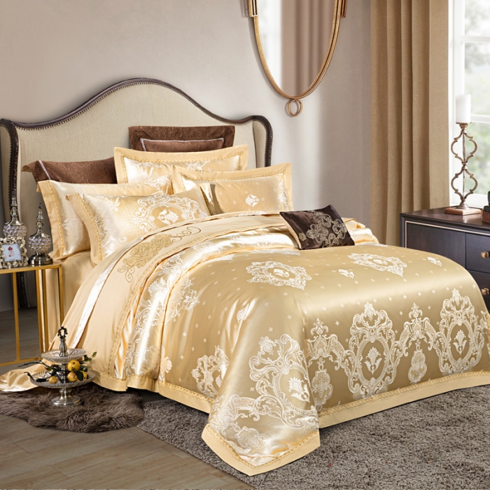 91家纺网 家纺一手货源 找家纺 柔觉家纺 天丝刺绣贡缎提花全棉四件套