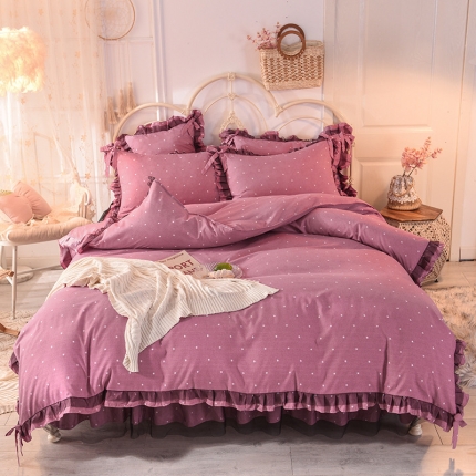 91家纺网 家纺一手货源 找家纺 （总）芭比蔓 2024高克重磨毛床裙四件套