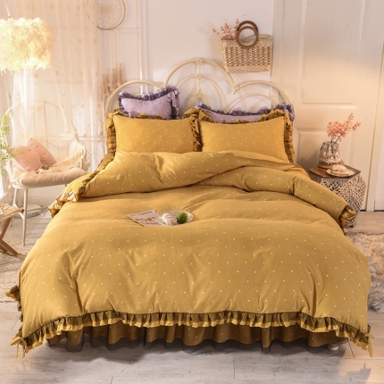 91家纺网 家纺一手货源 找家纺 （总）芭比蔓 2024高克重磨毛床裙四件套