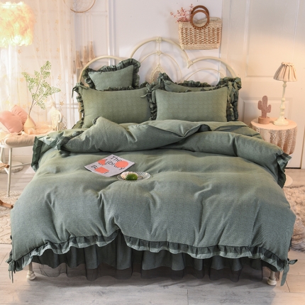 91家纺网 家纺一手货源 找家纺 （总）芭比蔓 2024高克重磨毛床裙四件套