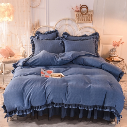 91家纺网 家纺一手货源 找家纺 （总）芭比蔓 2024高克重磨毛床裙四件套