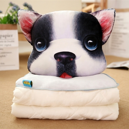 91家纺网 家纺一手货源 找家纺 仟亿莱 3D仿真动物抱枕被 法斗