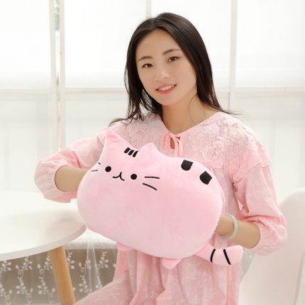 仟亿莱 饼干猫暖手抱枕粉红色