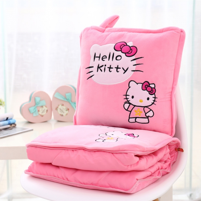 91家纺网 家纺一手货源 找家纺 仟亿莱 卡通毛绒抱枕被 粉色kt