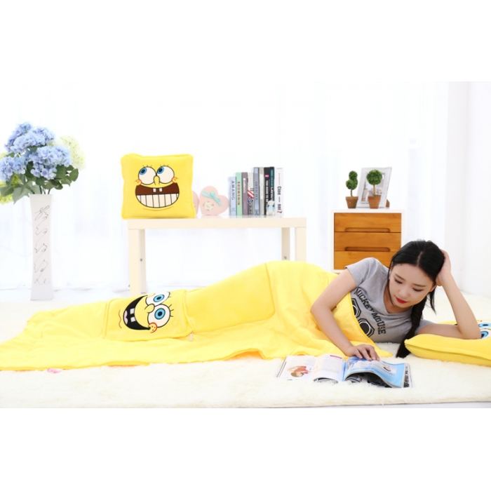91家纺网 家纺一手货源 找家纺 仟亿莱 卡通毛绒抱枕被 海报呲牙笑