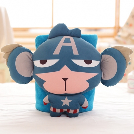 91家纺网 家纺一手货源 找家纺 仟亿莱 复仇者联盟车头枕卷毯 美国队长